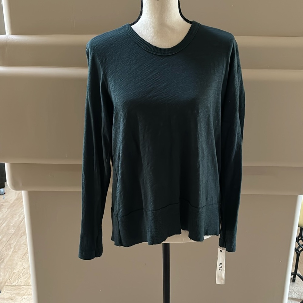 WILT 100% Cotton Long Sleeve Tee. Forest Green. Size Small. NWT.